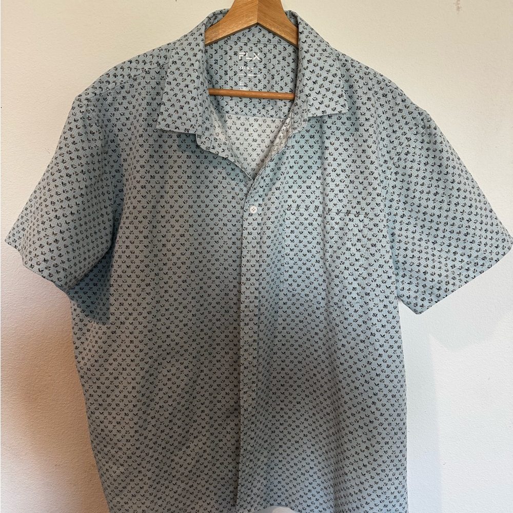 Xxl slim fit  Light Blue Patterned short sleeved Dress Shirt
